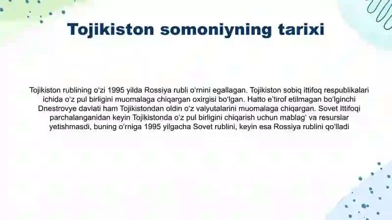 Tojikiston Respublikasi pul birligi 4
