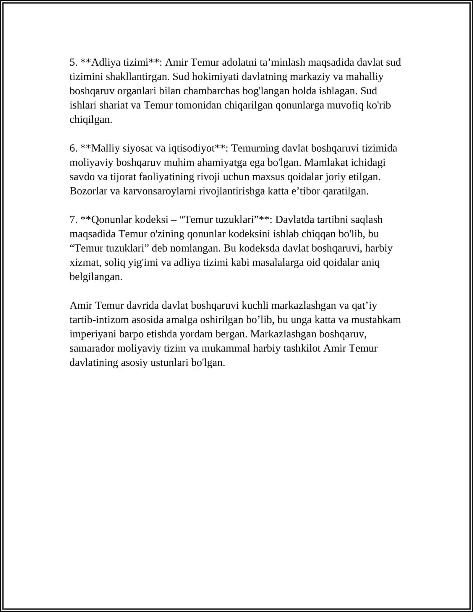 AMIR TEMUR TUZUKLARI HAQIDA MUSTAQIL ISH 4