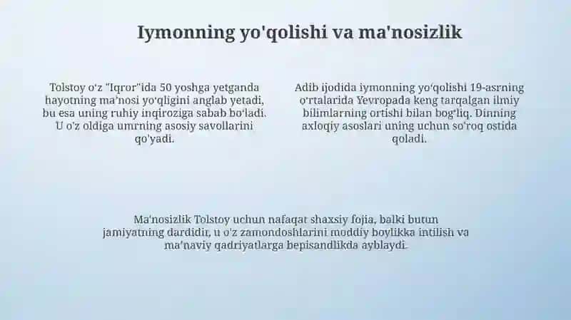 LEV Tolstoy iqrornoma asaridagi diniy tushunchalar 4