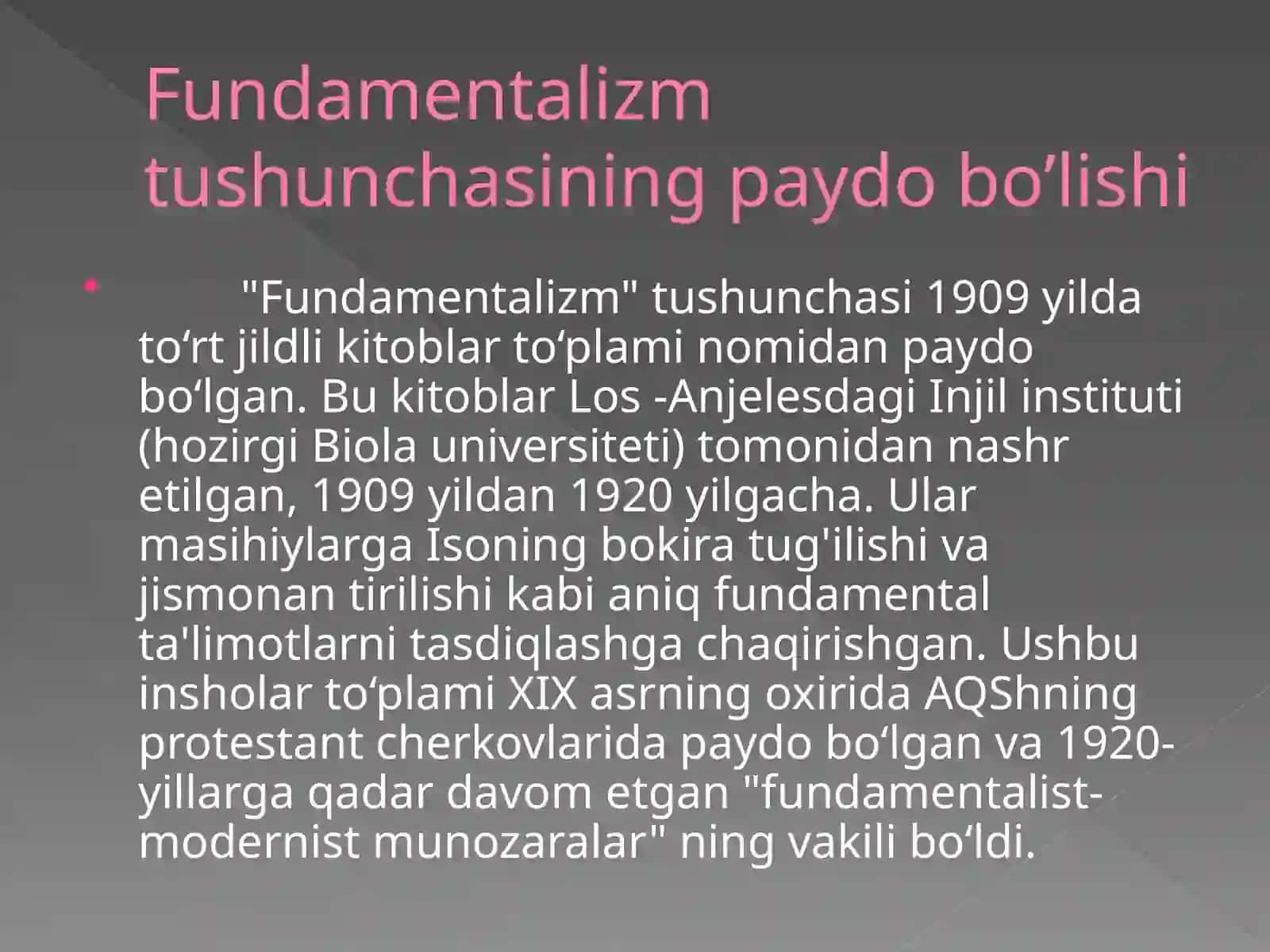 12-mavzu.Diniy fundamentalizm,radikalizmva terrorizmningtarixivahozirgizamon 4