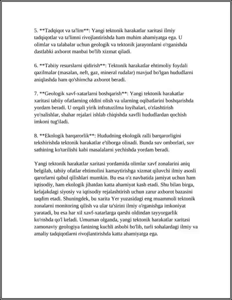 YANGI TEKTONIK HARAKATLAR XARITASI BILAN ISHLASH 4