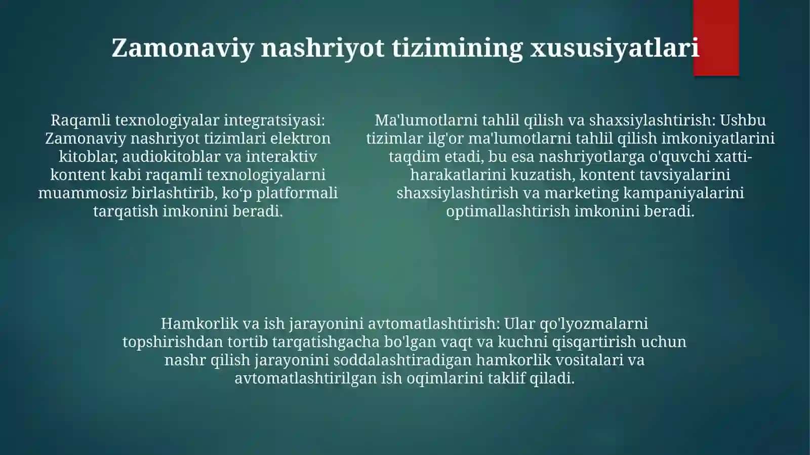 Zamonaviy Nashriyot Tizimining Xususiyatlarini TexnikTizimlardaQollash 4