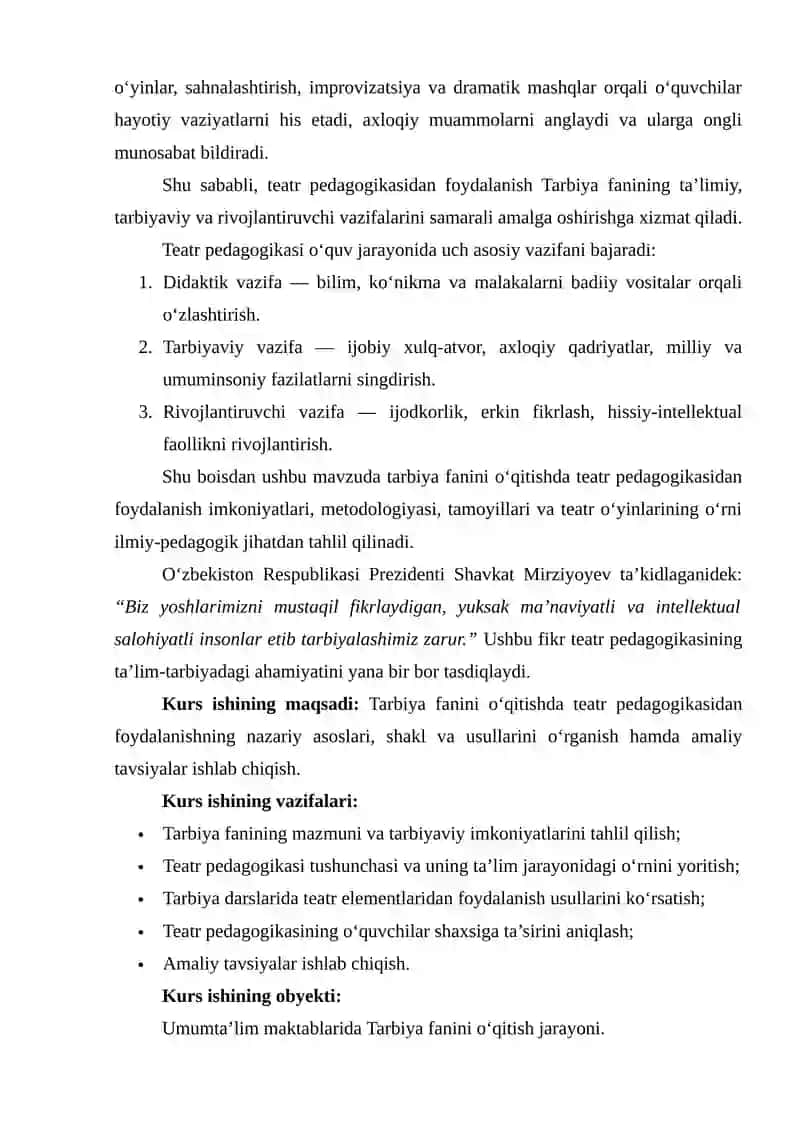 TARBIYA FANI O‘QITISHDA TEATR PEDAGOGIKASI IMKONIYATLARIDA FOYDALANISH 4