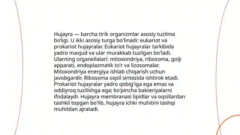 Hujayra asoslari, tuzilishi, vazifasi va turlari 4
