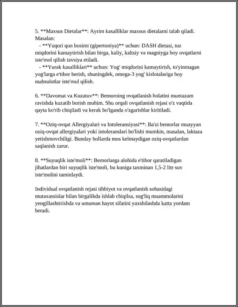 BEMORLARNING OVQATLANISHINI TASHKIL QILISH VA UNNG GIGENIK NAZORATI 4