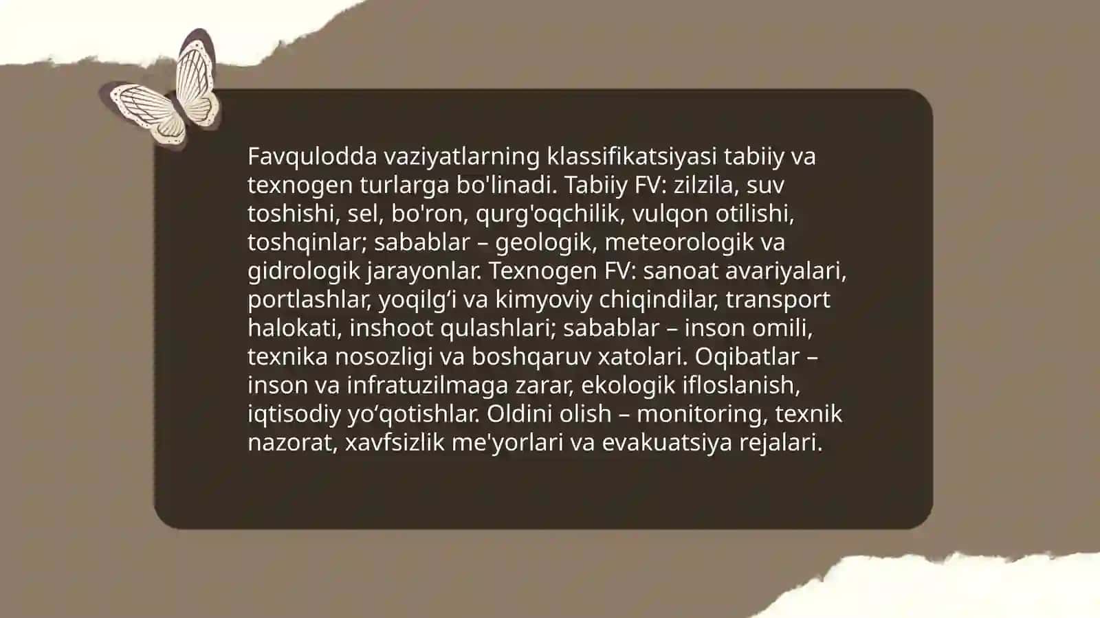 Favqulodda vaziyatlar, ularning tasnifi va tavsifi 4