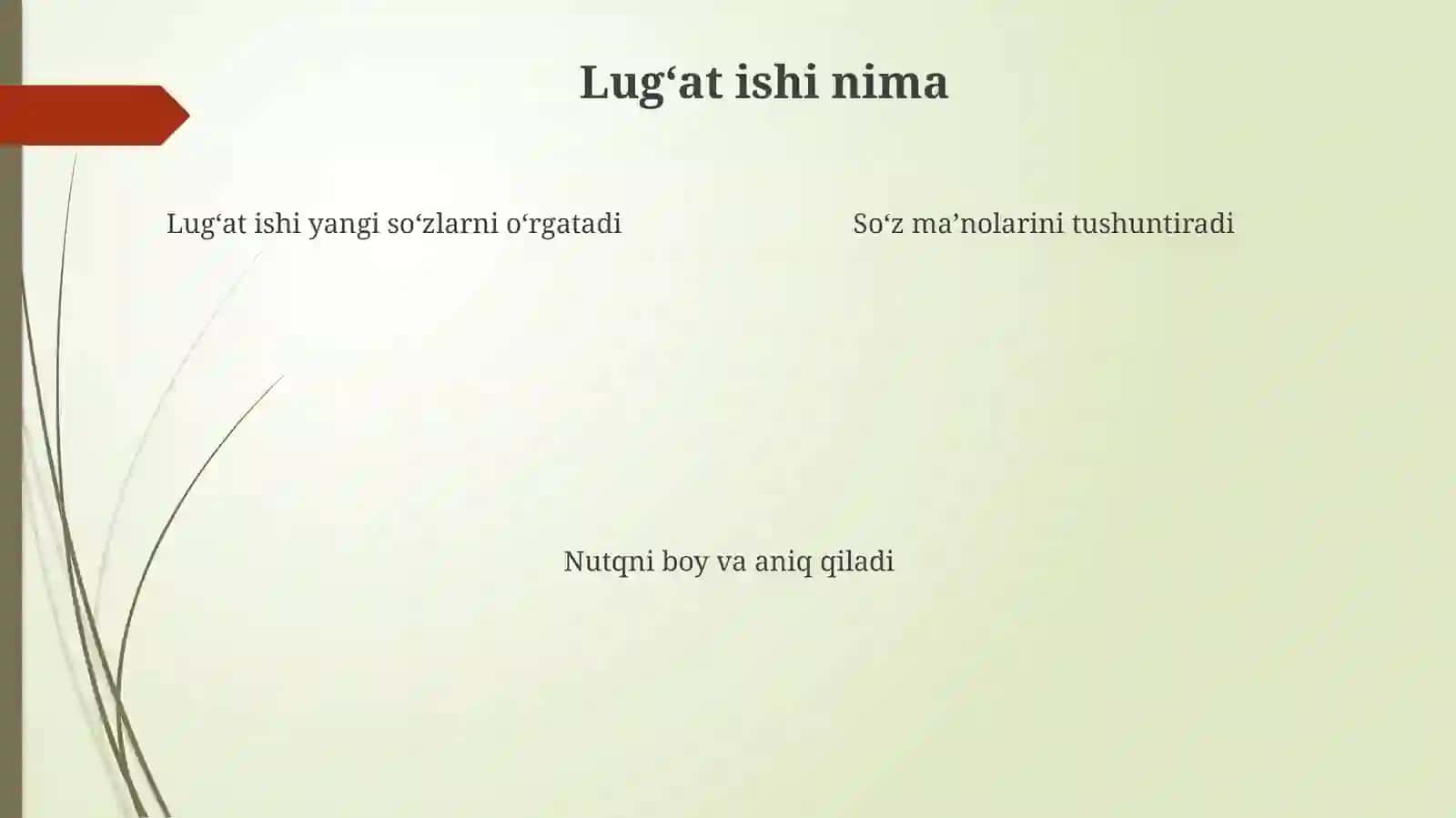 2 sinf ona tili darsligi (1-qisim) tarkibidagi lugʻat ishi,soʻz turkumlari 4