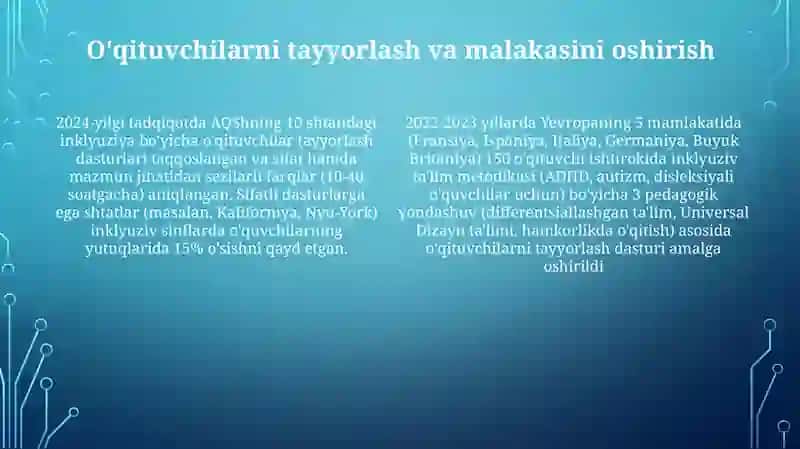 Inklyuziv talimni joriy qilish buyicha chet el tajribalari 4