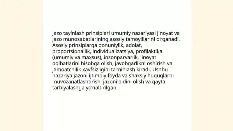 Jazo tayinlash prinsiplari, tushunchasi va ahamiyati 4