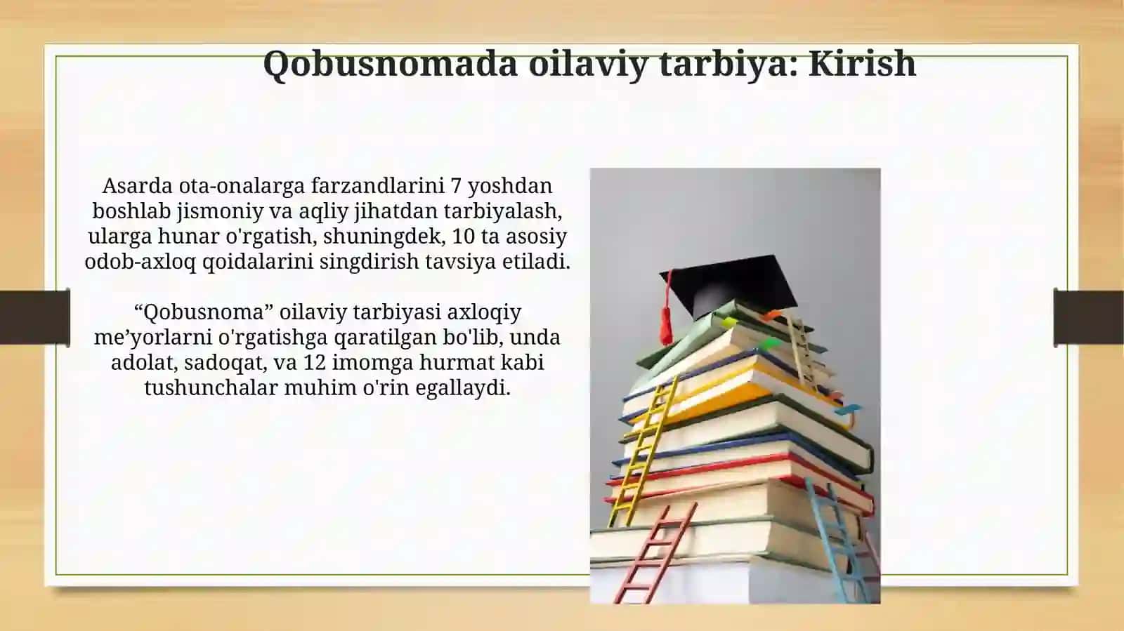 Kaykovusning Qobusnoma asarida oila tarbiyasi 4