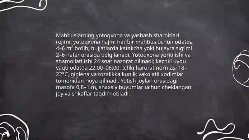 Jazoni ijro etish muassasalarida rejim 4