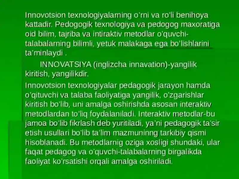 Boshlang`ich sinf o`quvchilarida tarbiya fanini o`qitishda innovation texnologiyalardan foydalanish (3-4- sinflar) 4
