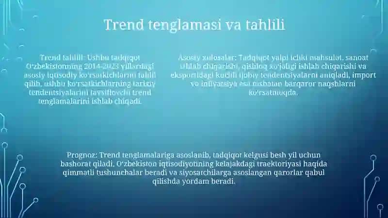 Aqsh Davlatining 2014-2023 Yillardagi Asosiy Iqtisodiy Ko‘Rsatkichlari Asosida Trend Tenglama Tuzish, Tahlil Qilish Va Keyingi Besh Yillar Uchun Prognozlarni Ishlab Chiqish 4
