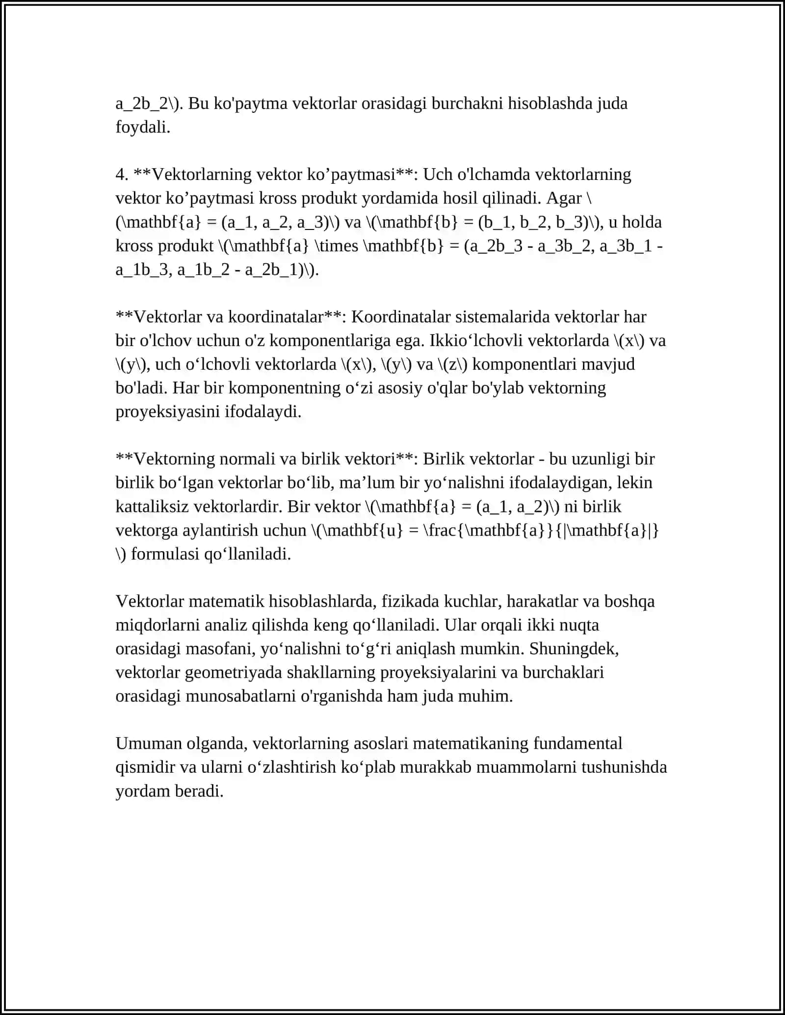PAYTONDA VEKTOR VA MATRITSALARNI ELAN QILISH VA ULAR USTIDA AMALLAR 4