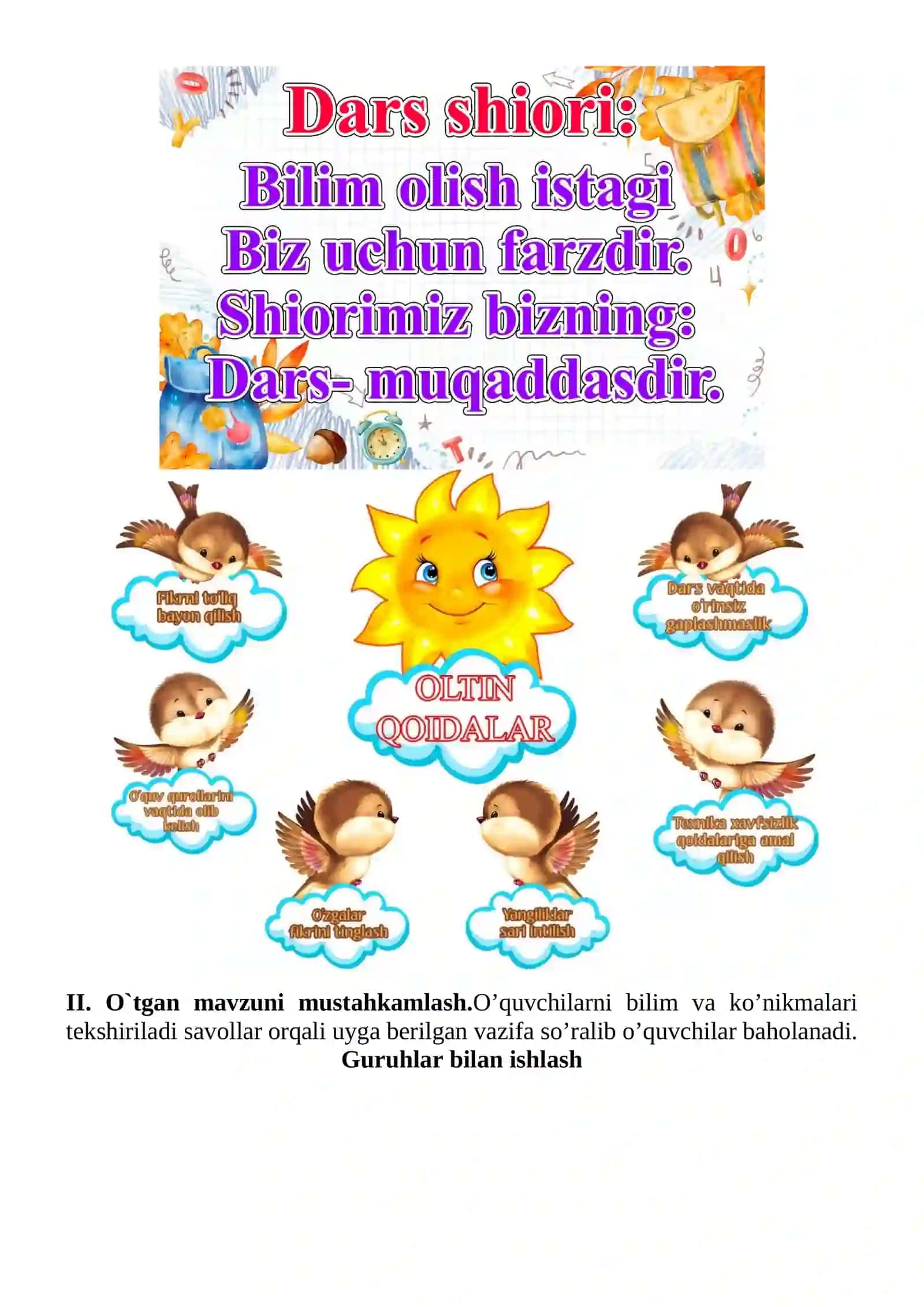 Kitobni toza saqlang 1-sinf o'qish savodxonligi dars ishlanmasi 4