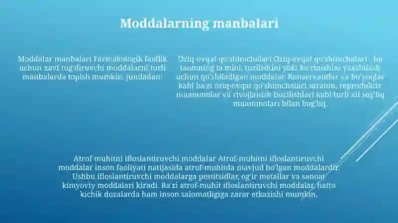Oziq -Ovqat Mahsulotlari Tarkibiga Kiruvchi Farmokologik Faollikka Ega Bo'Lgan Moddalarning Xavfi 4