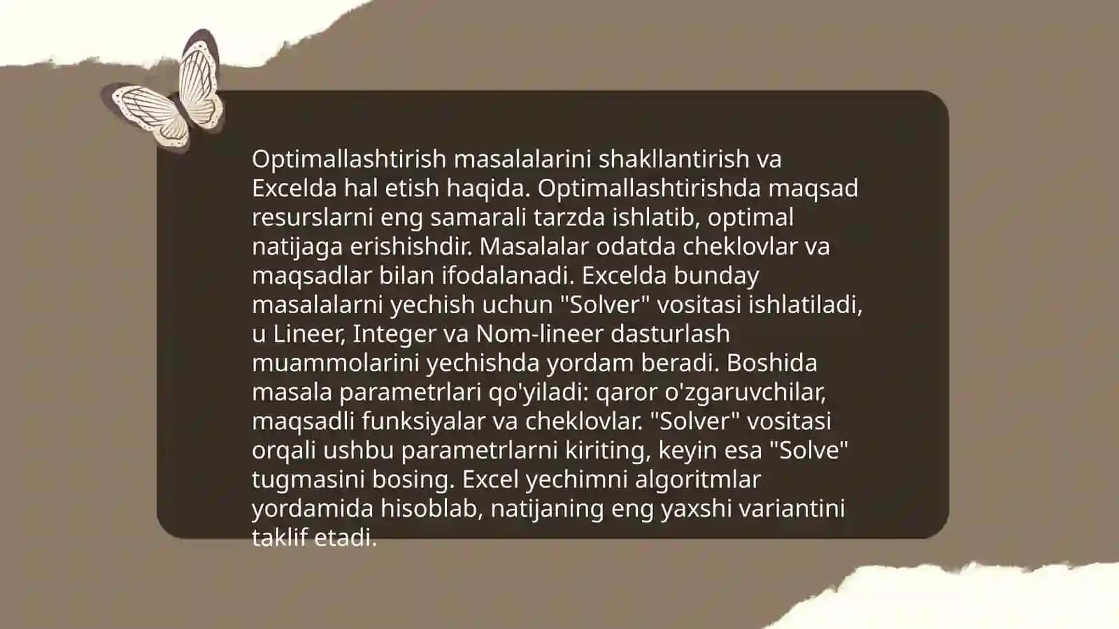 MS Excel dasturida optimallashtirish masalalarini yechish texnologiyasi 4