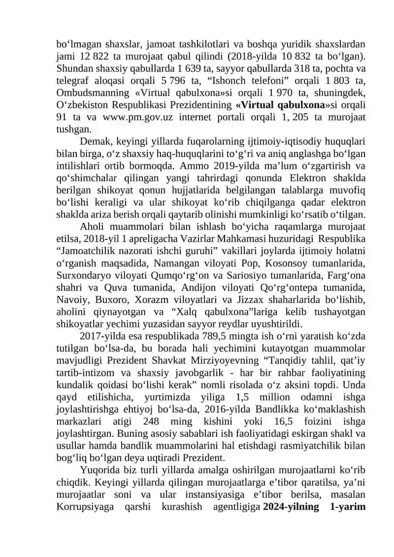 O‘zbekiston Respublikasi Prezidentining Xalq va Virtual qabulxonalari xalq murojaatlari bilan ishlashning milliy modeli 4