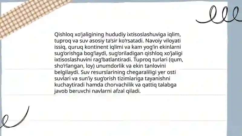 Qishloq xo'jaligining hududiy ixtisoslashuvi 4