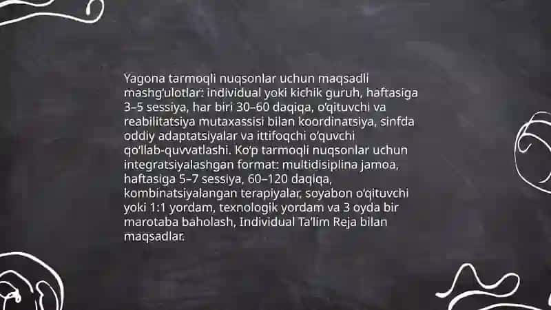 Alohida yordamga muhtoj rivojlanishdagi nuqsonning chuqurligi va tuzilishiga qarab inklyuziya modellarini tanlash 4