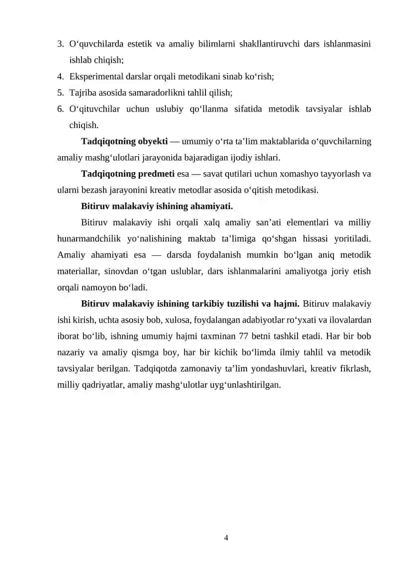 SAVAT QUTILARI UCHUN XOMASHYO MATERIALLAR TAYYORLASH VA TURLI BEZAKLARDAN FOYDALANIB SAVATNI BEZASH 4