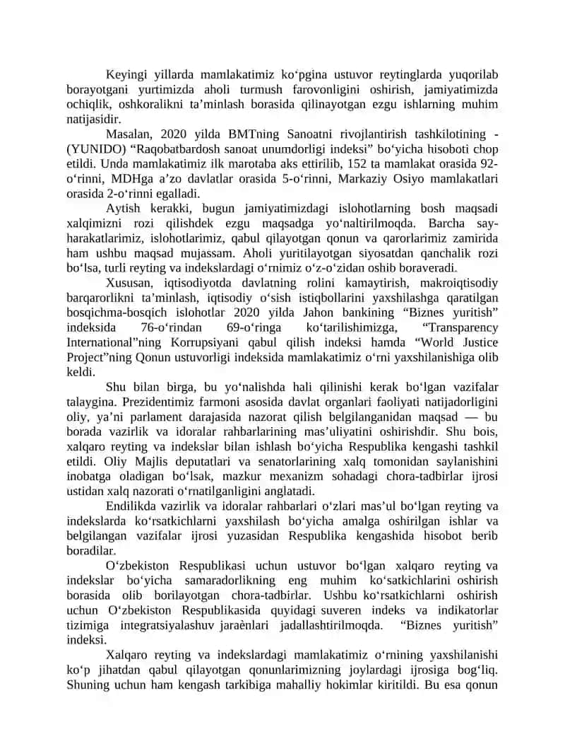 O‘zbekiston Respublikasi uchun ustuvor bo‘lgan xalqaro reyting va indekslar 4