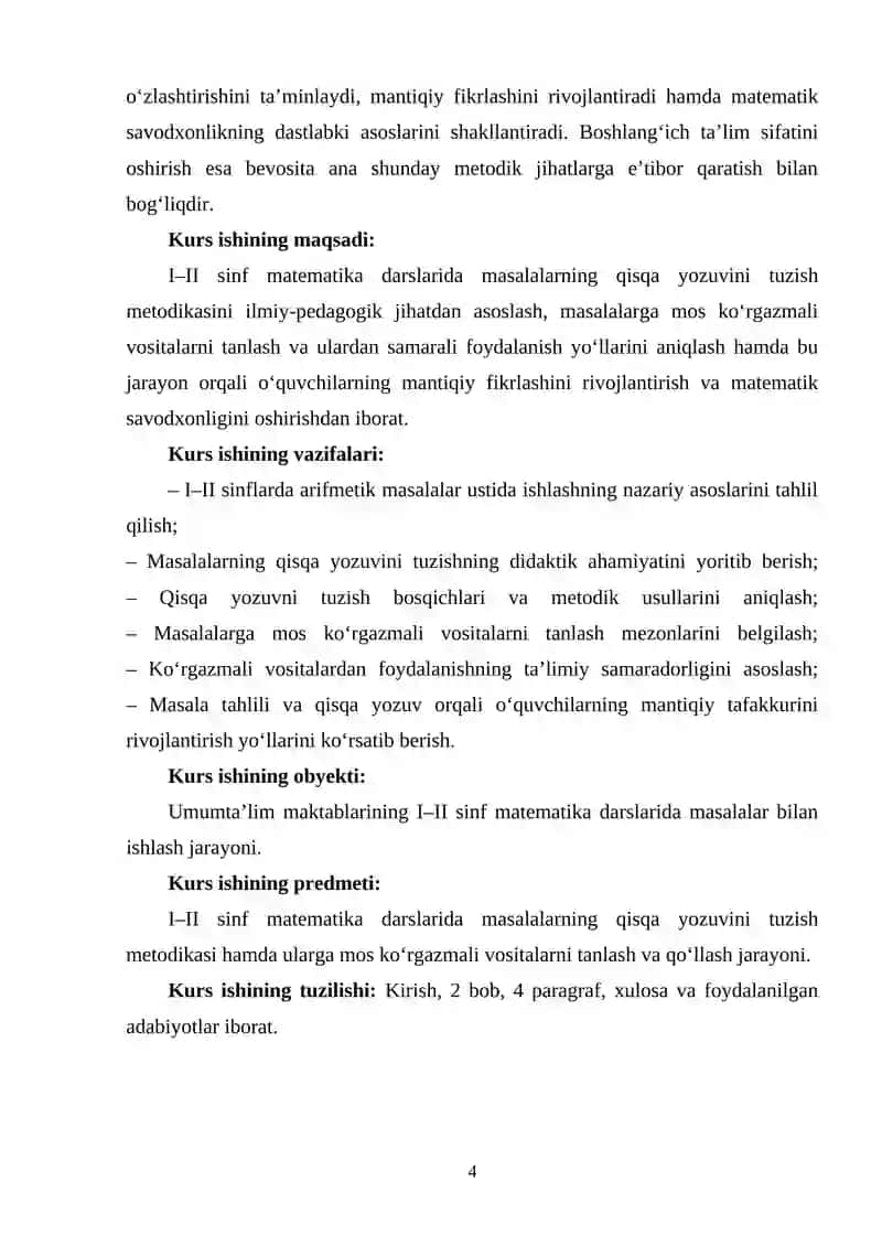 1-2 sinf matematika darslaridagi masalalarni qisqa yozuvini tuzish va ularga mos ko'rgazma tanlash 4