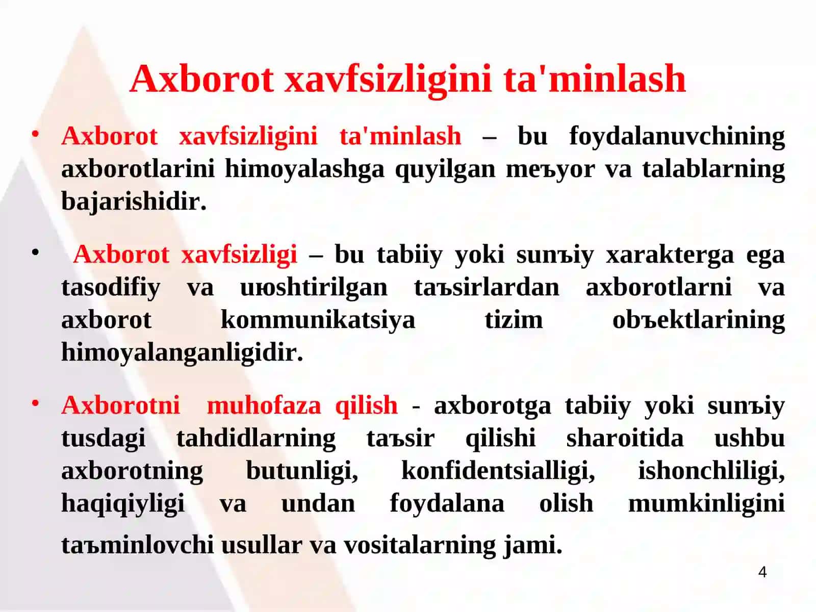 АХBОRОT ХАVFSIZLIGI VА UNI TА’MINLАSH USULLАRI 4