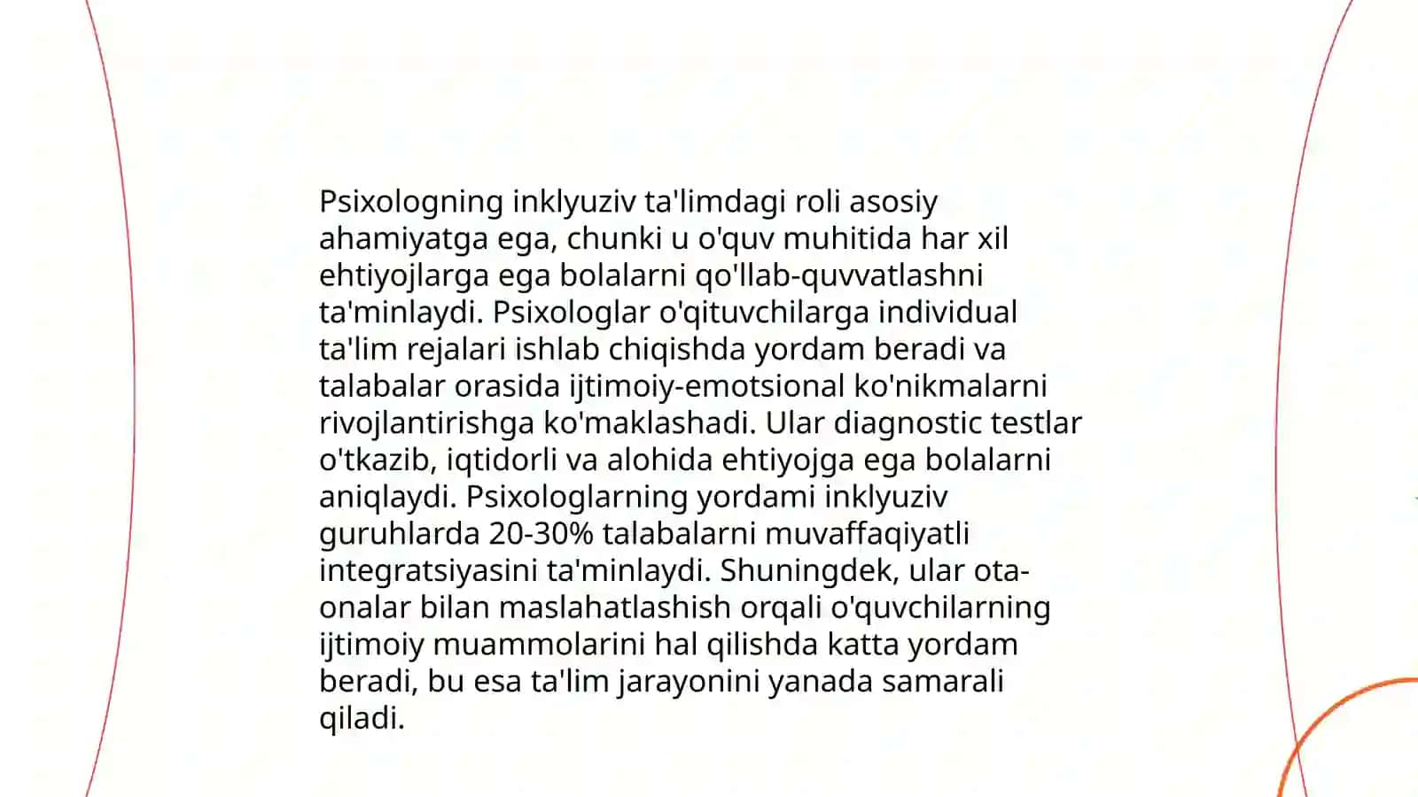Inklyuziv talimni tashkil etishda tyutor,psixolog,òqituvchilarning òrni 4