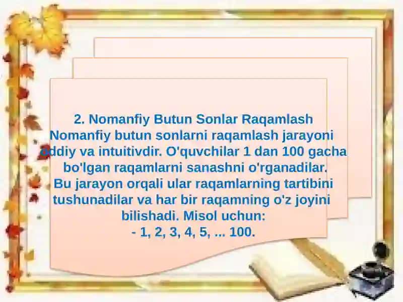 Boshlanģich sinflarda 100 ichida nomanfiy butun sonlarni raqamlash 4