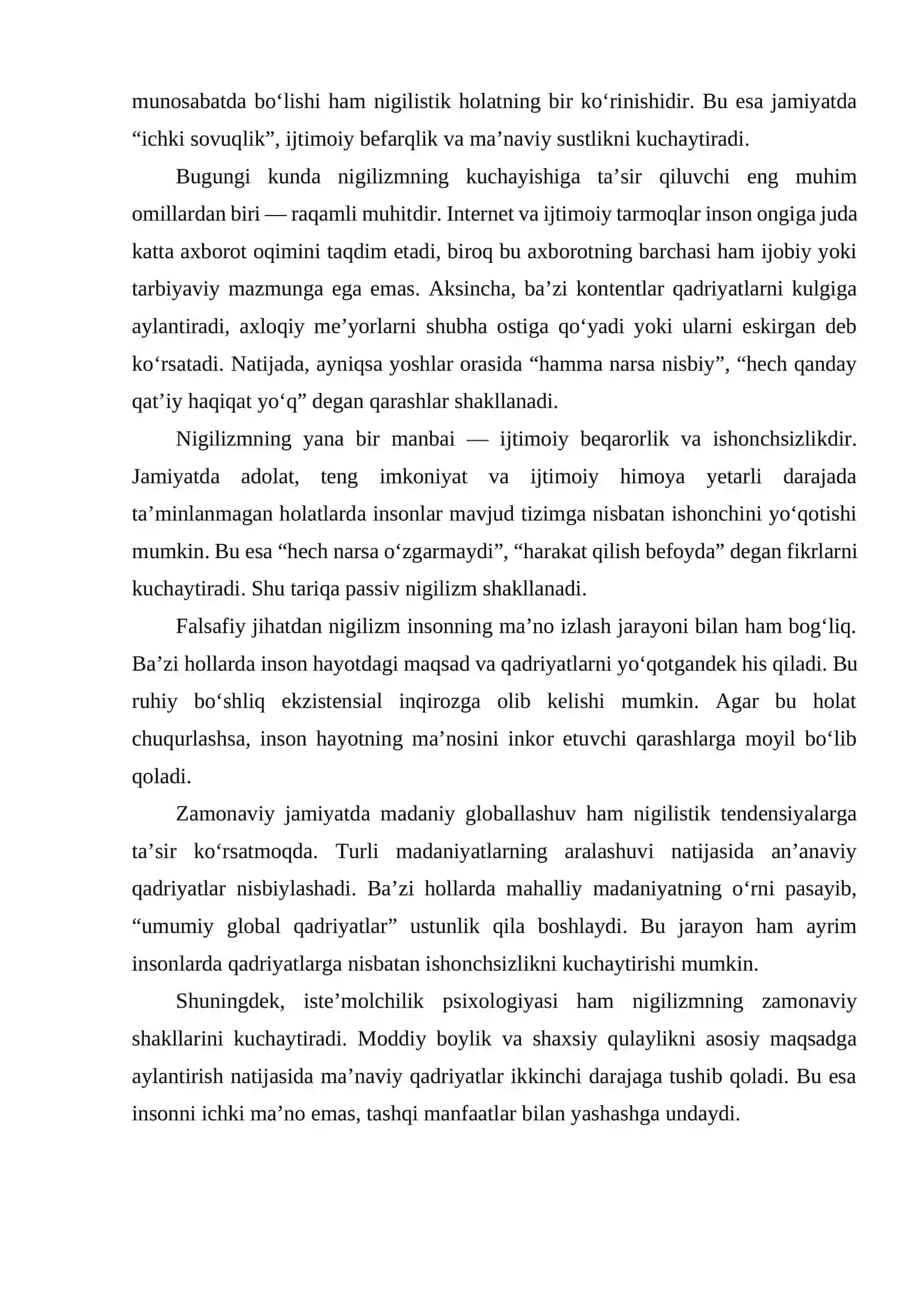 NIGLIZM ZAMONAVIY JAMIYATDAGI MA'NAVIY TANAZZUL ASOSI 4