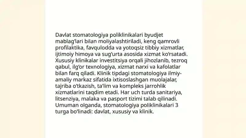 Stomatologiya poliklinikalari,turlari va toifalari. Stomatologiyada tibbiy xodimlarining majburiyatlari 4