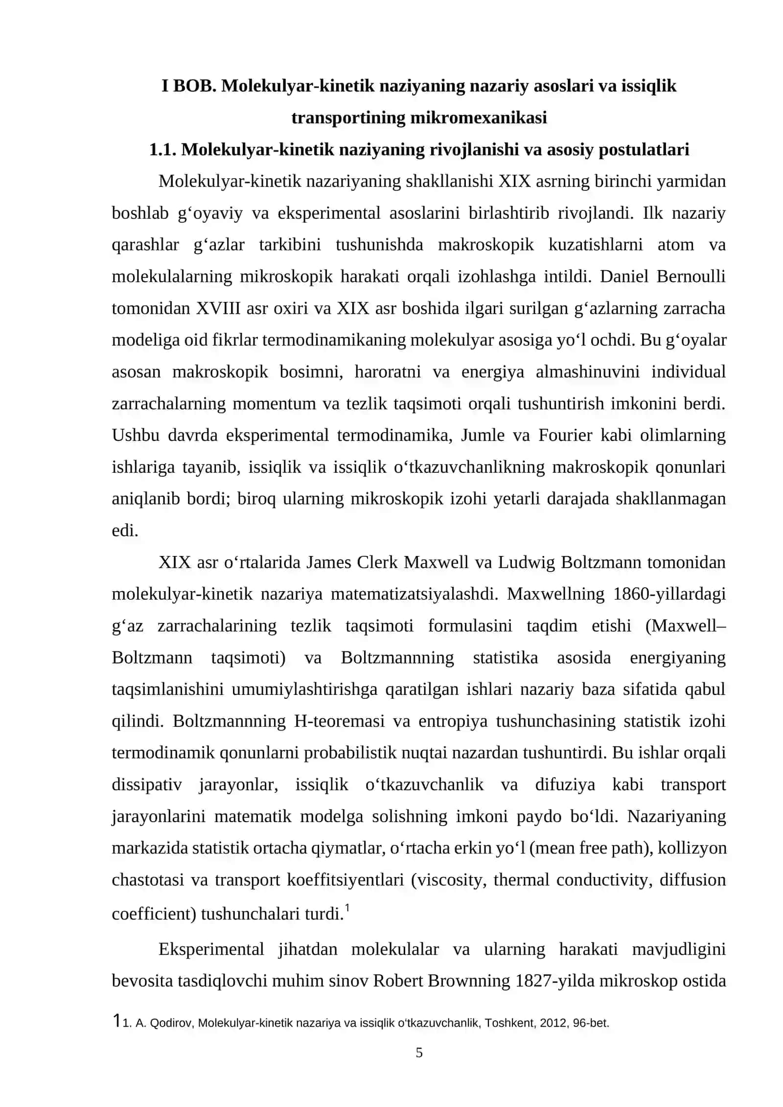 MOLEKULYAR-KINETIK NAZARIYA ASOSIDA ISSIQLIK O‘TKAZUVCHANLIK JARAYONINI TAHLIL QILISH 4