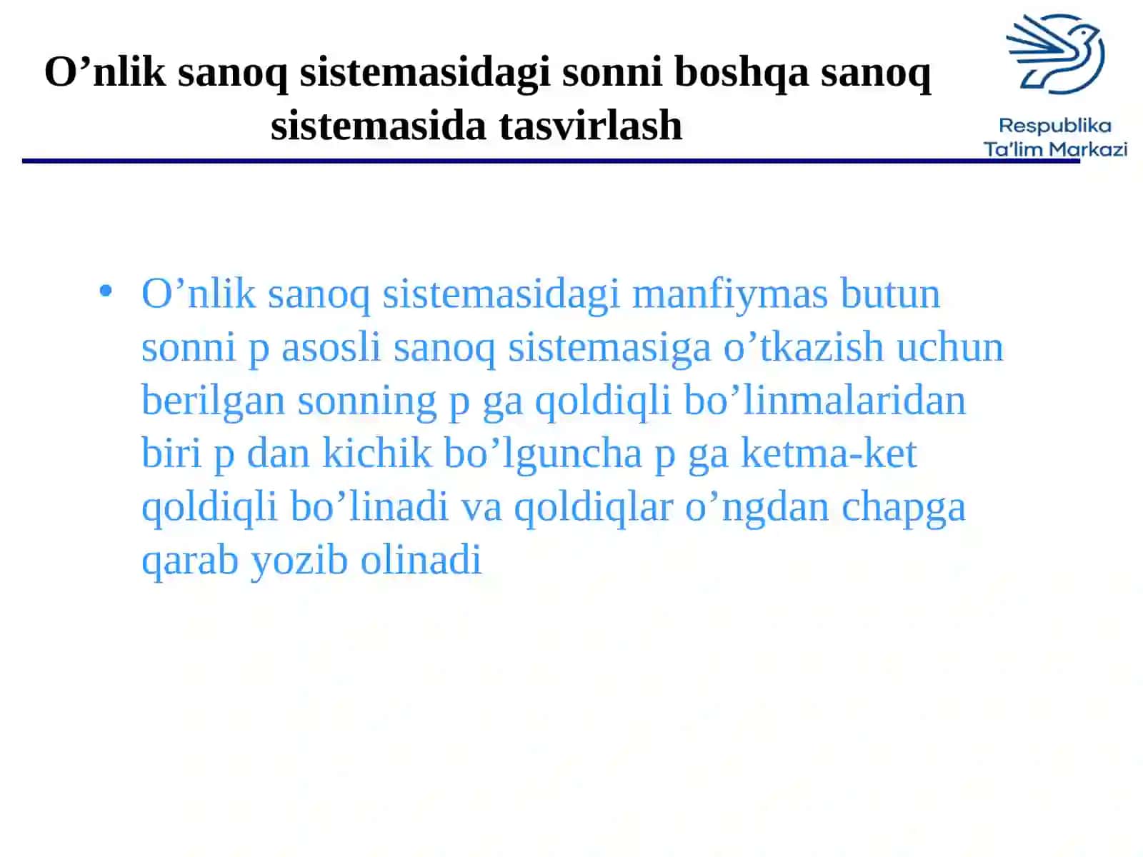 Birsanoqsistemasidagisonlarniboshqasanoqsistemasigao’tkazish 4