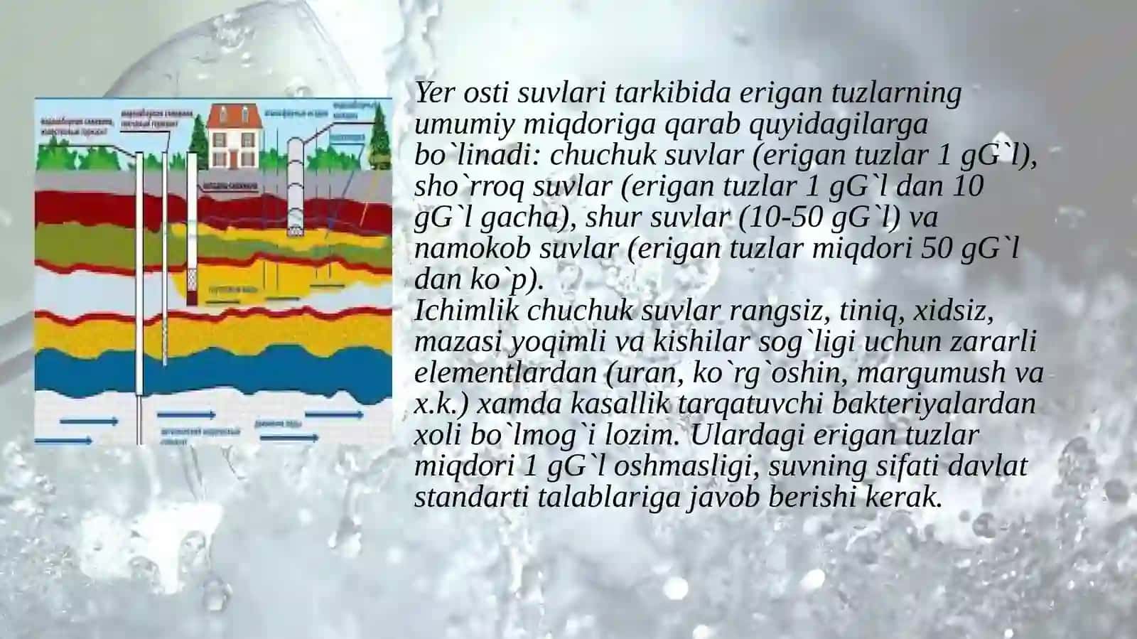Yer osti suvlarining fizik xossalari, kimeviy tarkibi va agressivligi 4