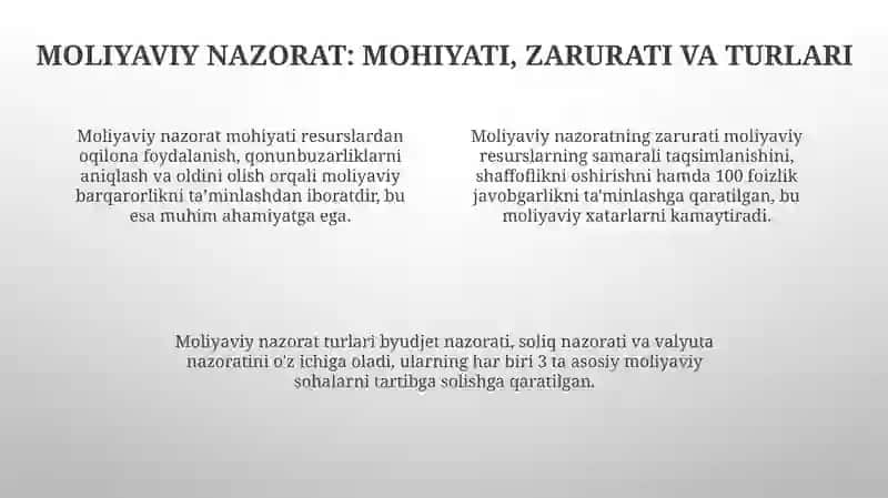 Moliyaviy nazorat-moliyaviy siyosatning majburiy elementi sifatida 4