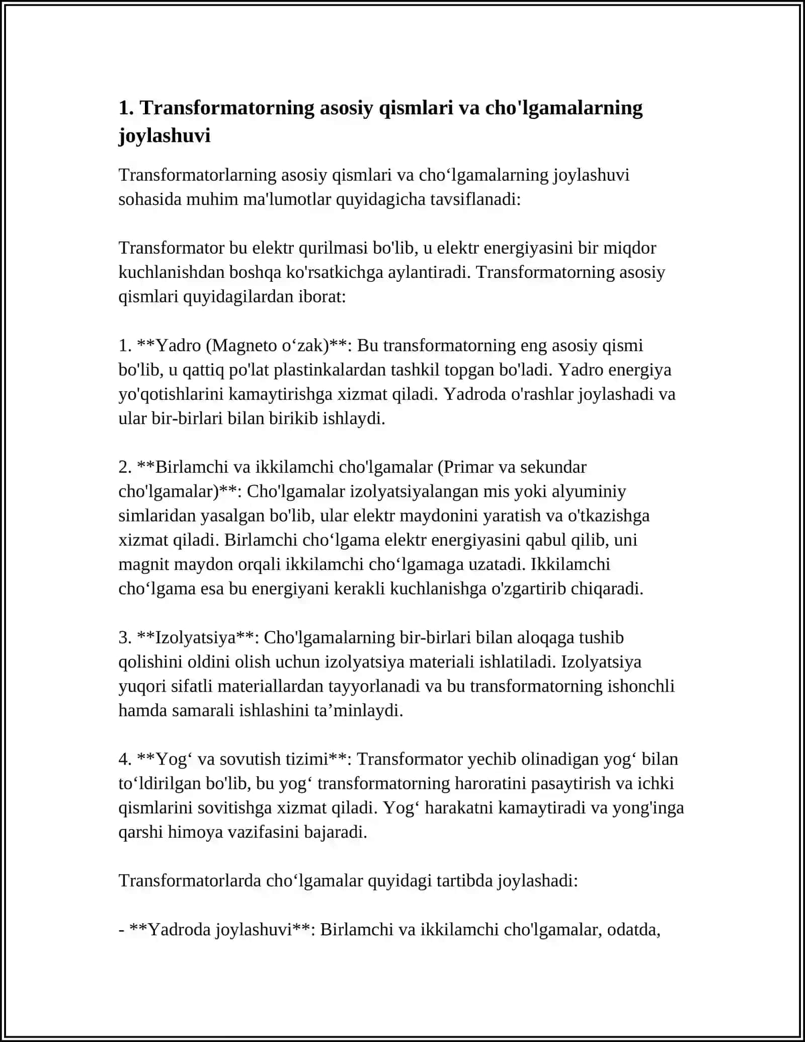 TRANSFORMATORLARNING CHOʻLGAMLARINI TA'MIRLASH REJA 4