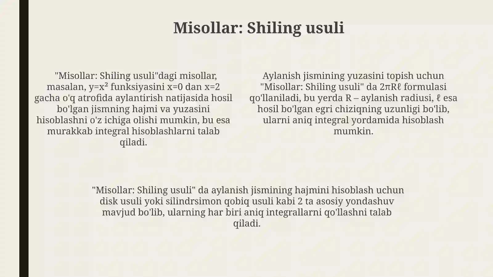 Aylanish jismining hajmi va yuzasi 4