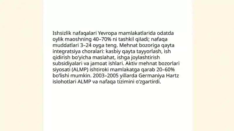 Yevropa mamlakatlarida aholining ijtimoiy himoyasi 4