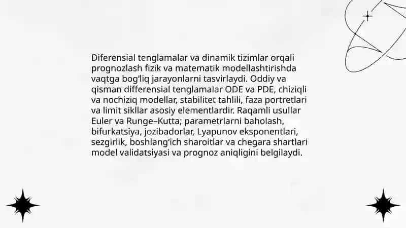 Fizik va matematik modellashtirish asosida prognoz qilish 4