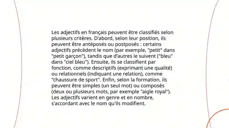 La catégorie grammaticale des adjectifs dans la langue étudiée 4