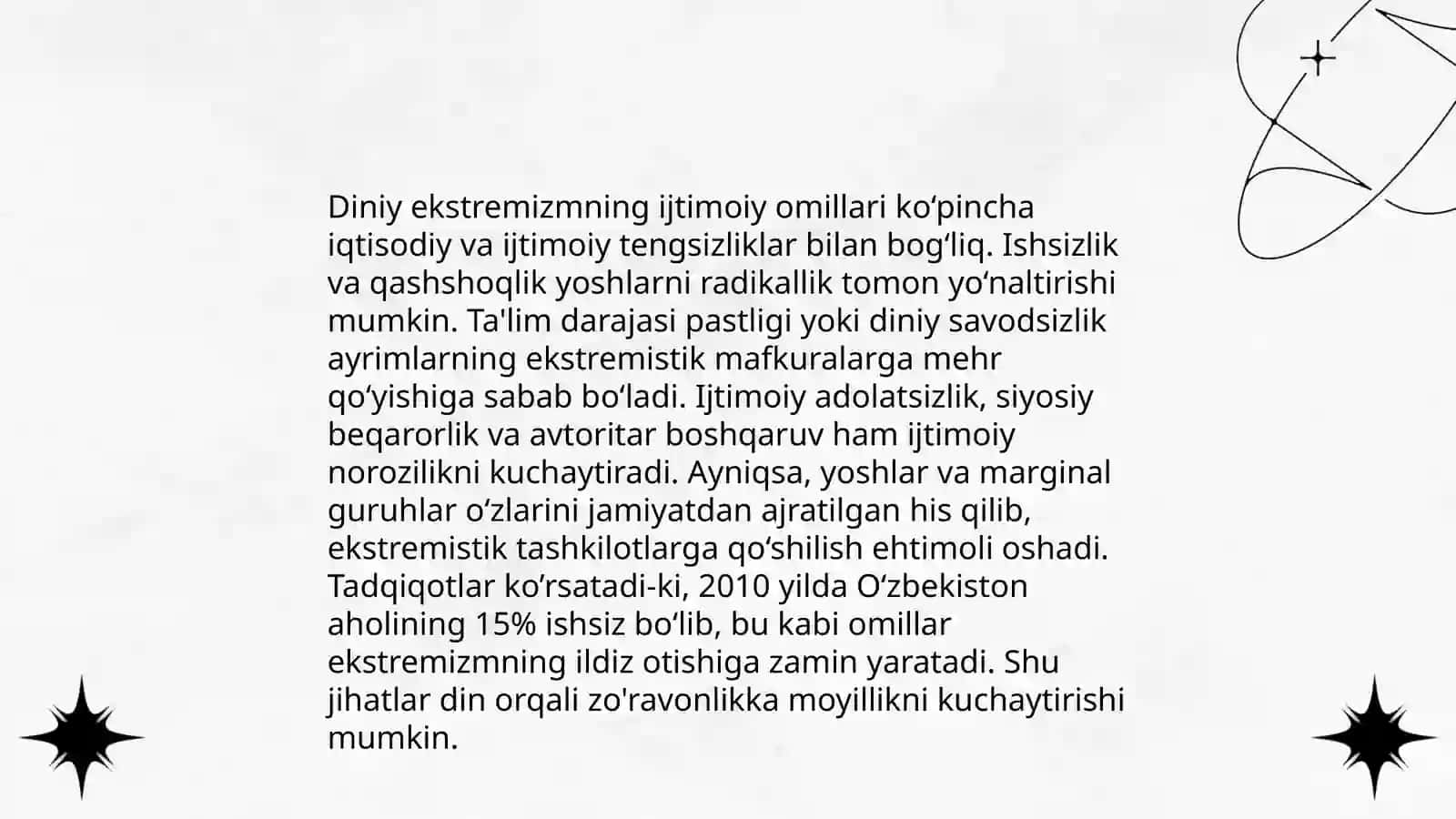 Diniy aqidaparastlik (fanatizm), ekstremizm paydo bo'lishining ijtimoiy- tarixiy zaminlari va rivojlanishi 4