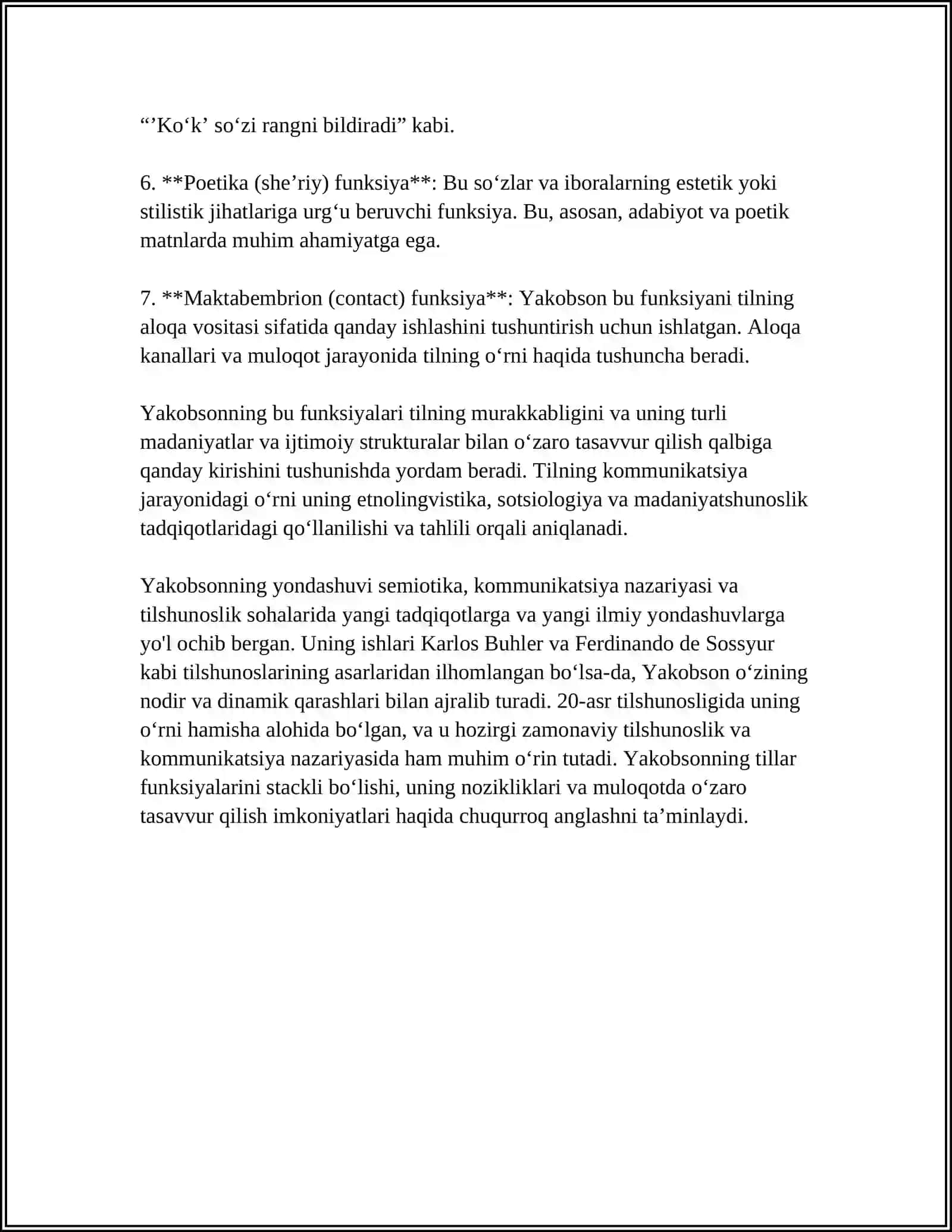 TILNING IJTIMOIY VAZIFALARI.R.O.YAKOBSON TOMONIDAN ILGARI SURILGAN TIL FUNKSITALARI 4