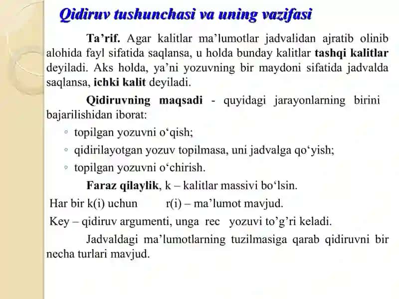 Ma’lumotlarni qidirish usullari, algoritmlari va ularning samaradorligi 4