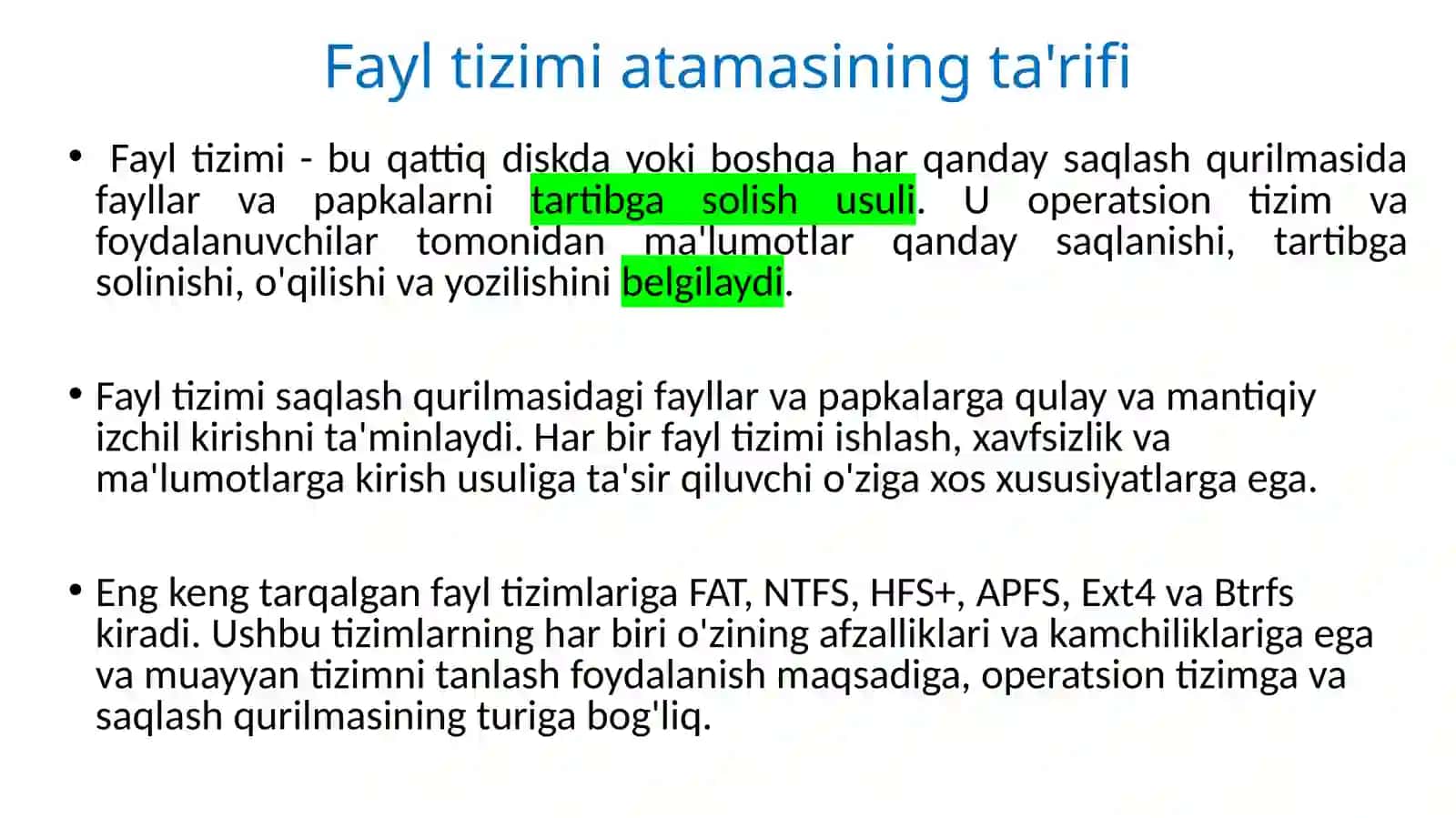 Operatsion tizimlarda fayl tizimlari 4
