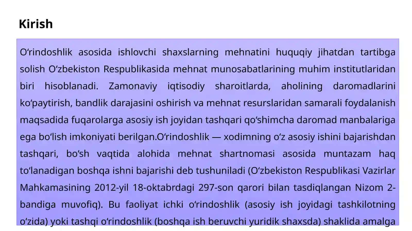 O‘rindoshlik asosida ishlovchi shaxslarning mehnatini huquqiy jihatdan tartibga solishning o‘ziga xos xususiyatlari 4