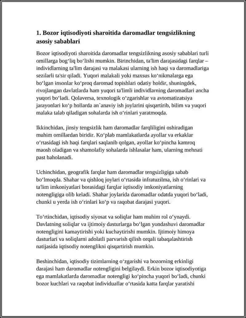 BOZOR IQTISODIYOTI SHAROITIDA DAROMADLAR TENGSIZLIGI 4