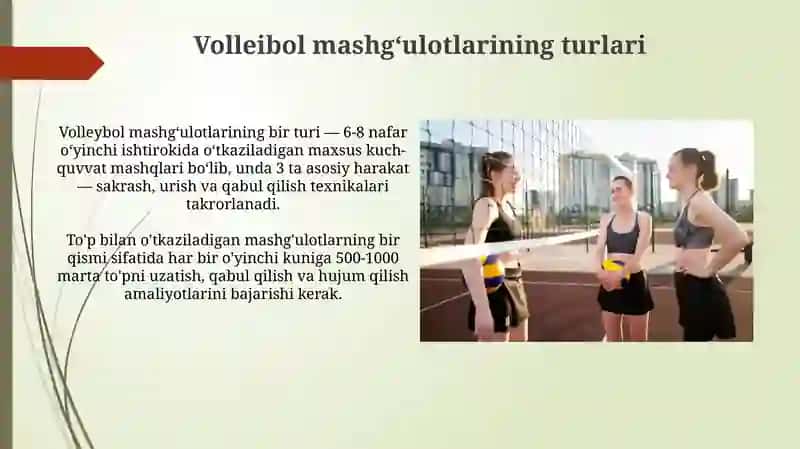 Volleibol uyiniga tayyorgarlik turlari va ahamyati 4