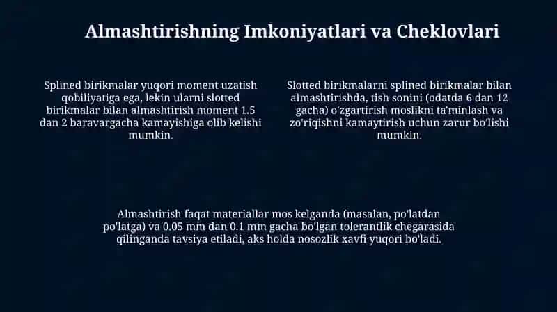 Splined va Slotted Ulanishlar: Xususiyatlar va Farqlar 4