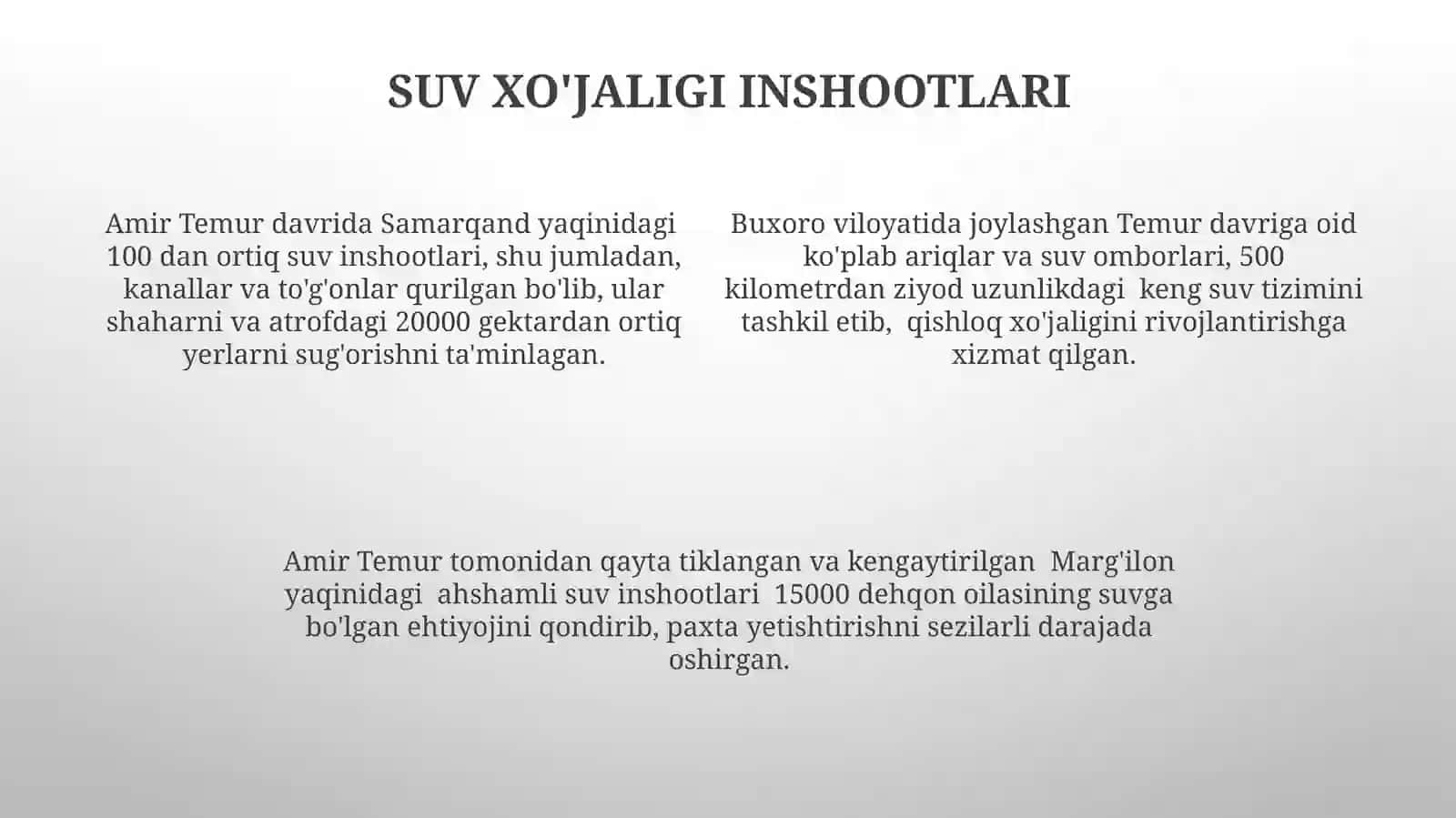Amir Temurdavrida ilm-fan, ma'rifat, me'moriyo bidalar haqida 4